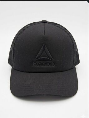 Reebok Black Embroidered Logo Trucker Hat